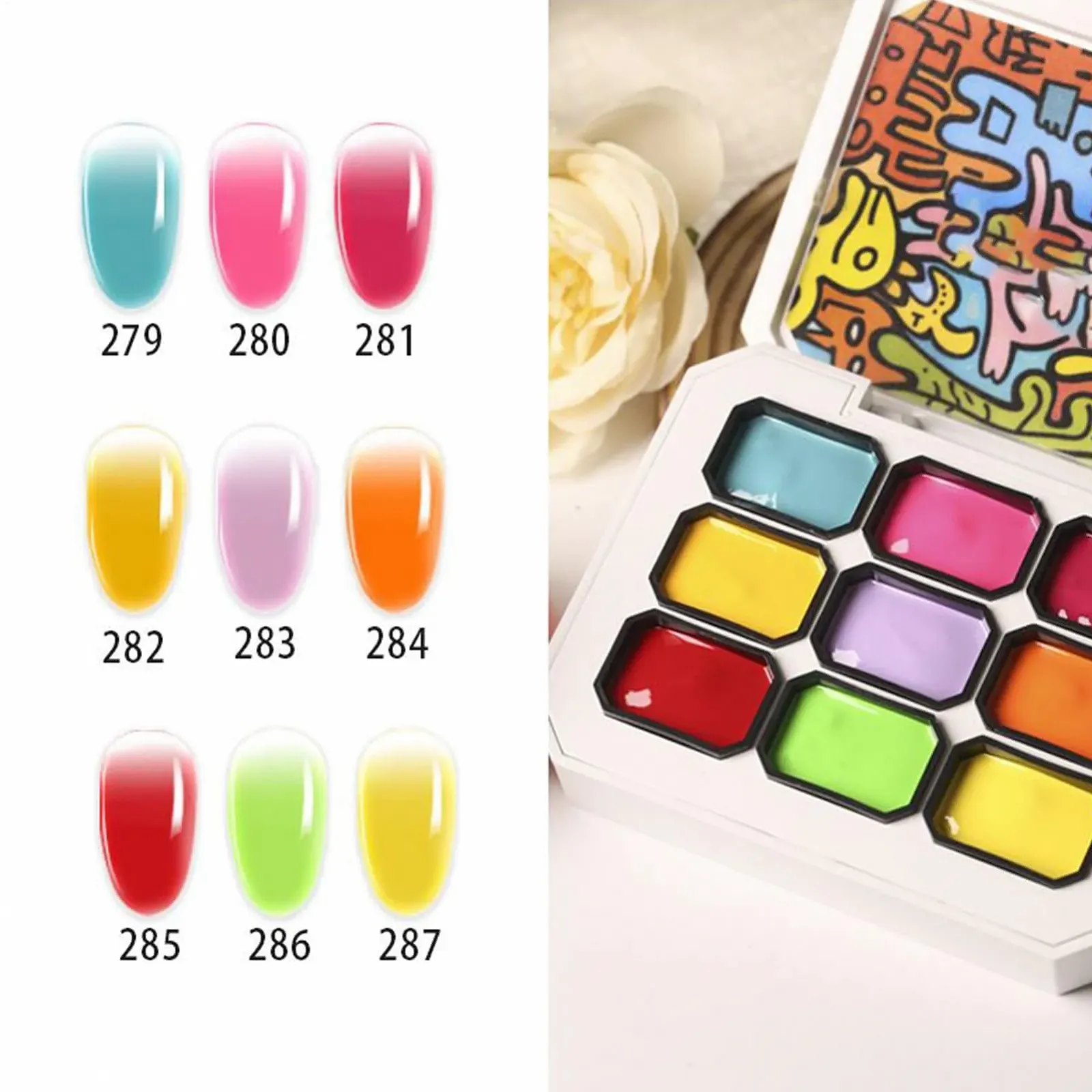 Гель-лак Mihauuke, 9 цветов, для рисования, шелковистый градиент цвета для свиданий, салонов, путешествий, дома, праздников, фото №6 Гель-лак Mihauuke, 9 цветов, для рисования, шелковистый градиент цвета для свиданий, салонов, путешествий, дома, праздников, фото №6