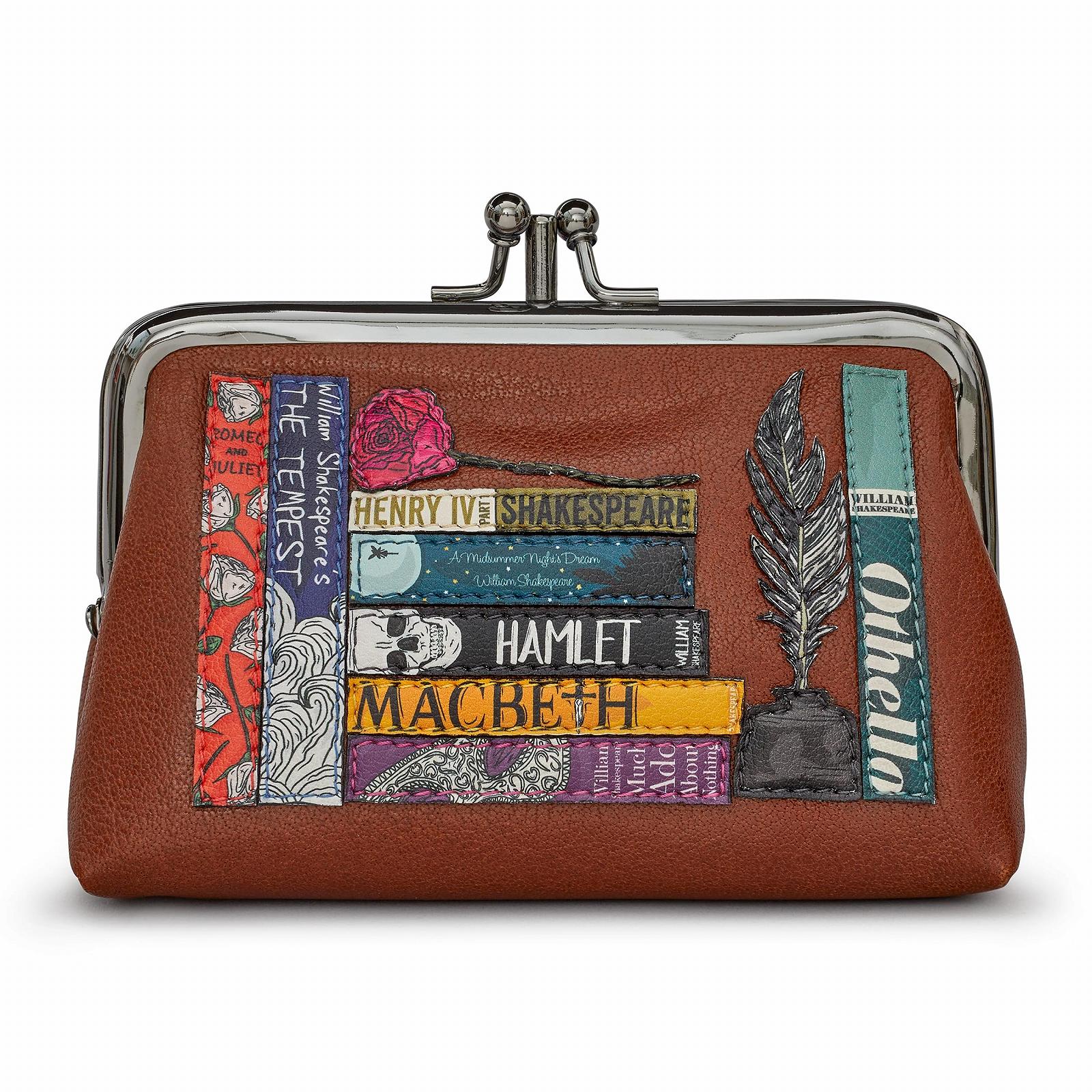 Гаманець потрійний шкіряний Jane Austen Bookworm Yoshi Navy, коричневий, фото №2
