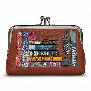 Гаманець потрійний шкіряний Jane Austen Bookworm Yoshi Navy, коричневий synthetic.ua - Фото 1