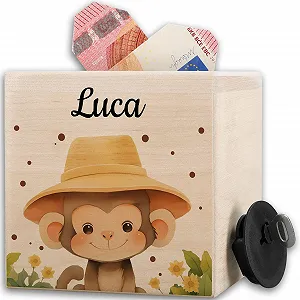 Скарбничка Safari Мавпочка Дерев'яна Персоналізована - Фото 1