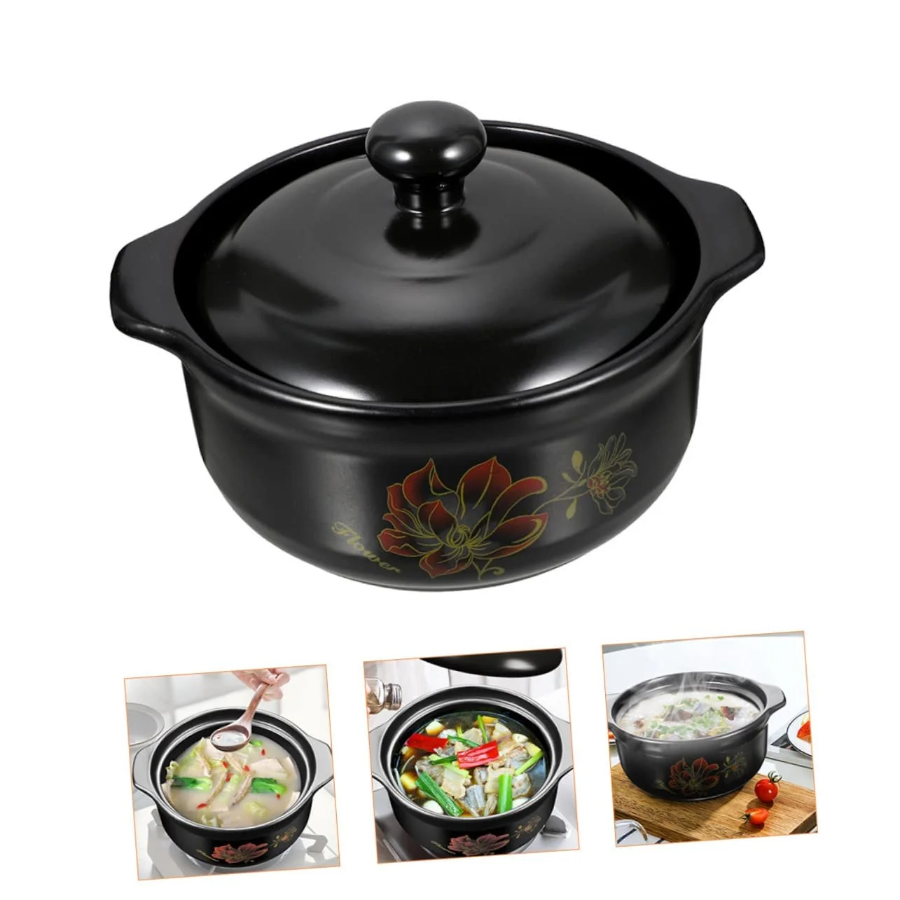 Керамічна каструля Ciieeo з кришкою, багатофункціональна, фото №2 Керамічна каструля Ciieeo з кришкою, багатофункціональна, фото №2