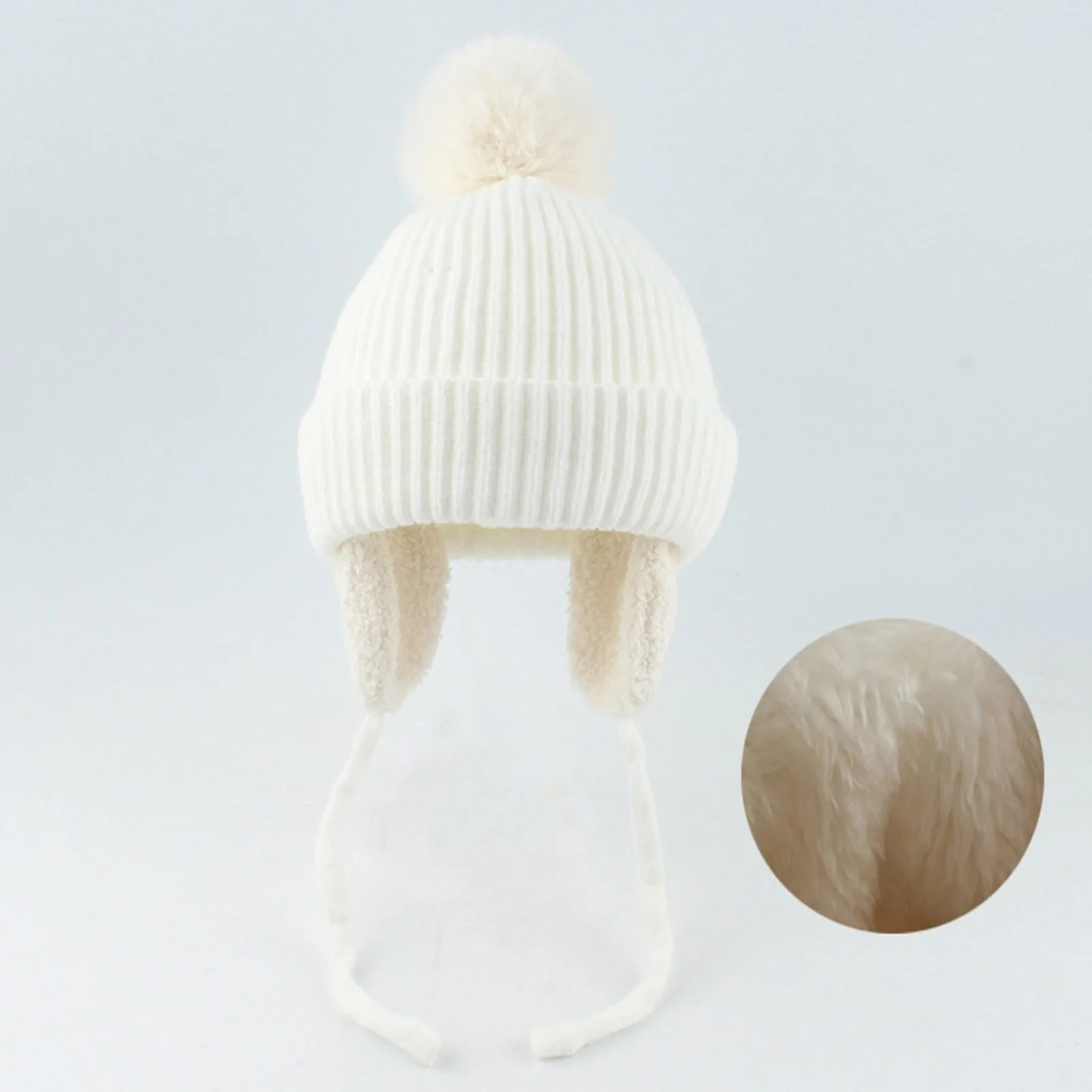 В'язана дитяча шапка для малюків з флісовою підкладкою, фото №2