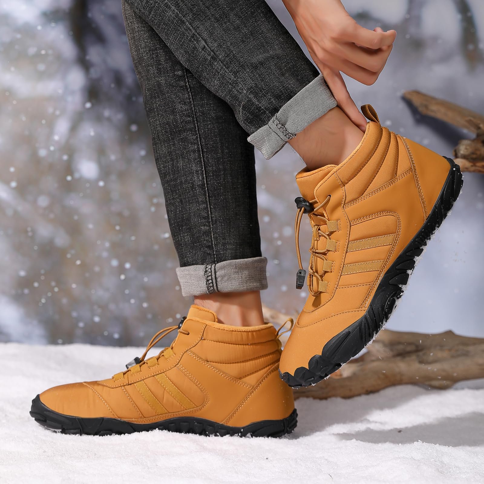 Ботинки Aonegold Warm Lined Unisex Outdoor Non-Slip Зимние Черные, фото №7