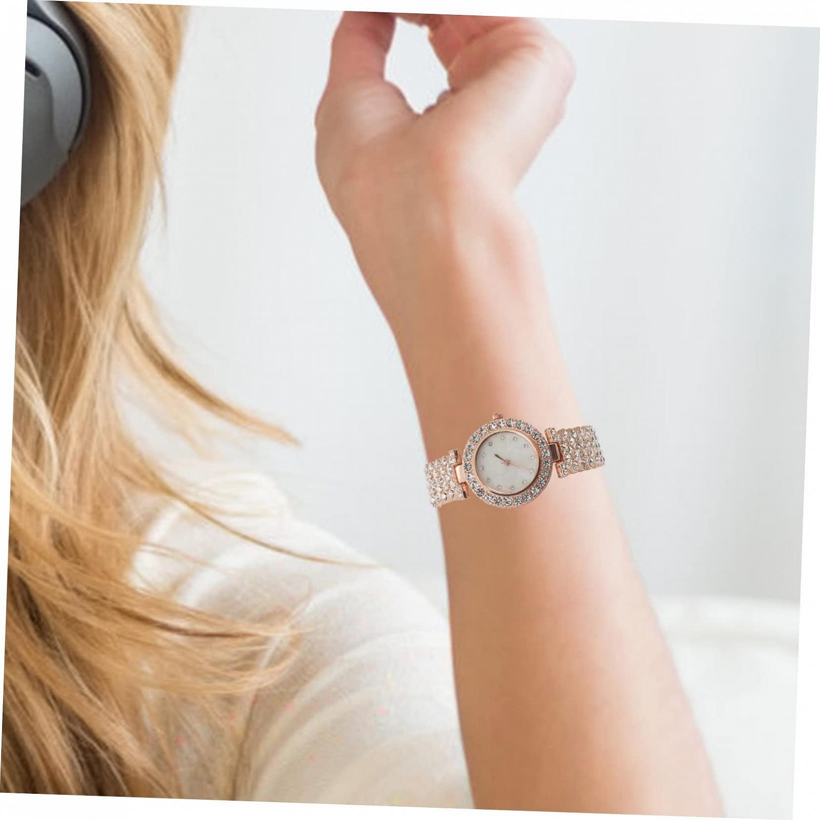 Женские наручные часы-браслет с бриллиантами LIFKOME, розовое золото, фото №2
