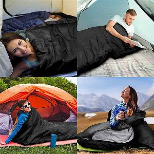 Спальний мішок MYVVKIA Літній Конверт для кемпінгу для дорослих Портативний надлегкий водонепроникний туристичний спальний мішок з капюшоном synthetic.ua - Фото 1