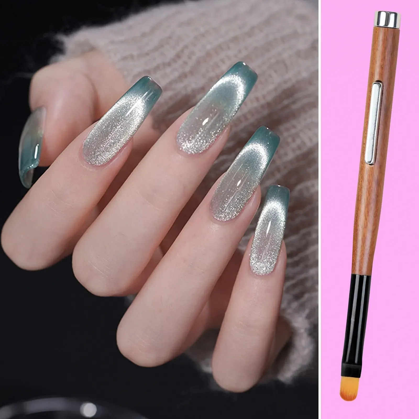 Кисть для акриловых ногтей French Tip Tool Double Head Magnetic Design двухсторонняя магнитная для маникюра, фото №3