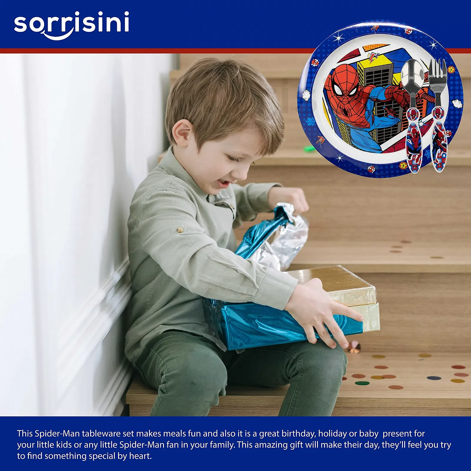 Набор детской посуды Sorrisini Spiderman, фото №9 Набор детской посуды Sorrisini Spiderman, фото №9