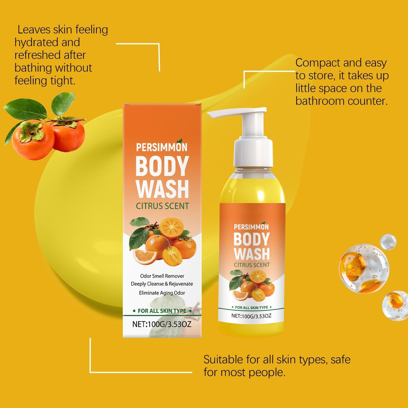 Гель для душу Persimmon з екстрактом хурми та зеленого чаю 3 шт., фото №4