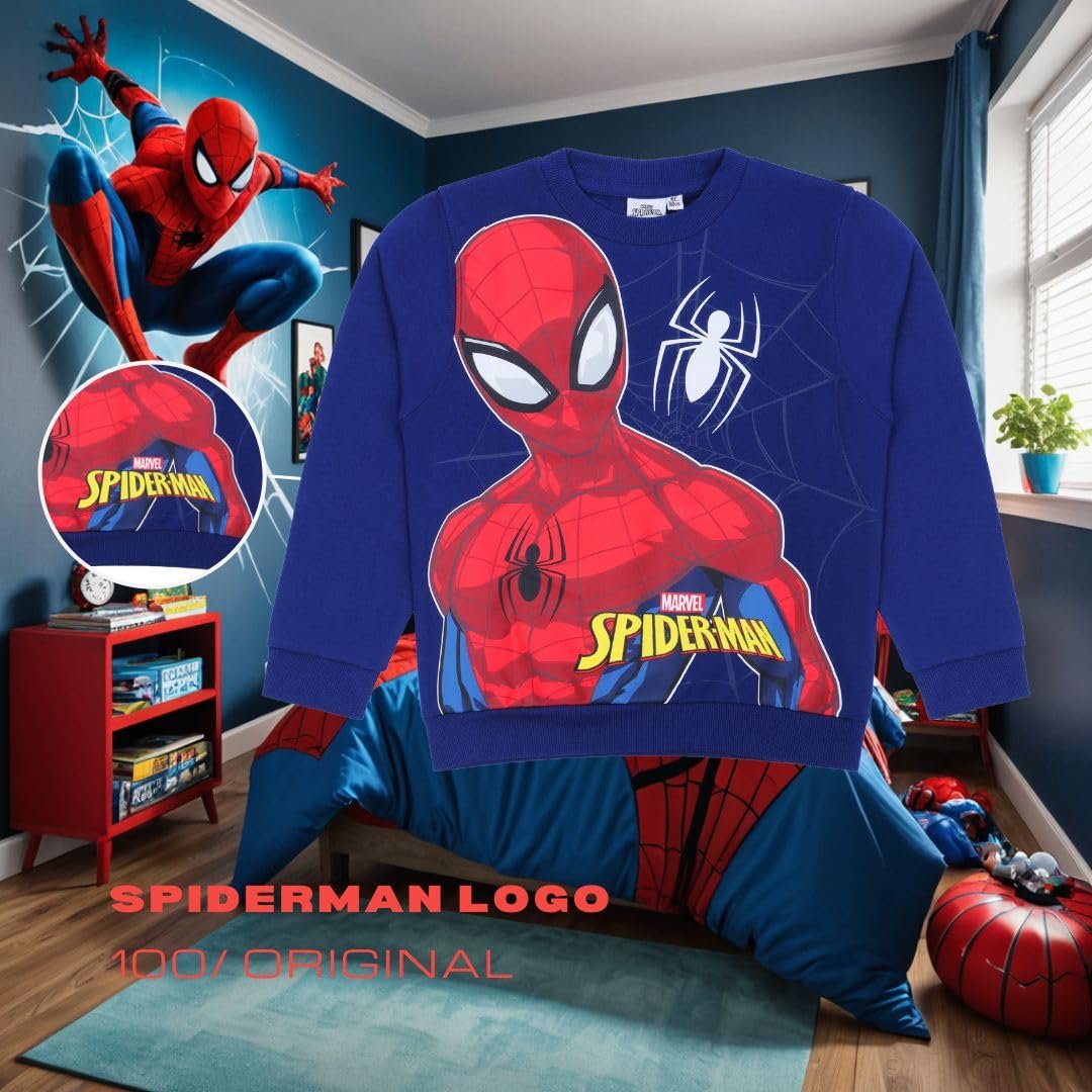 Свитшот Spiderman Boys Marvel Avengers Spidey Spider-Man Хлопок Размер 98-140 Синий, фото №6