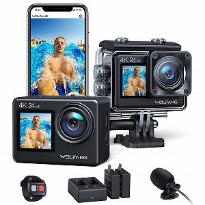 Екшн-камера WOLFANG GA200 4K 24MP, підводна, WiFi, 40м, водонепроникна (Зарядний пристрій, пульт дистанційного керування, 2 батареї та аксесуари) - Фото 1