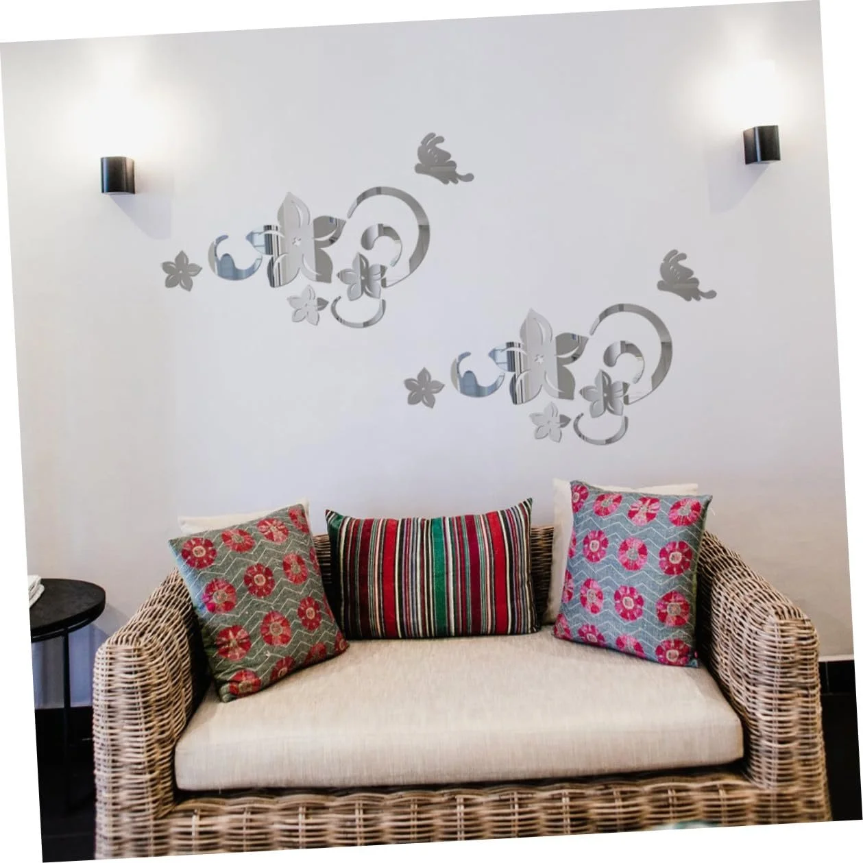 Дзеркальна наклейка на стіну Anneome Flowers Акрилова самоклеюча Срібляста, фото №5