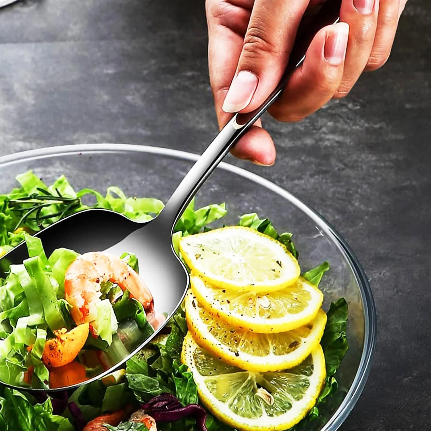 Ложка сервірувальна з прорізами з нержавіючої сталі, велика, фото №6