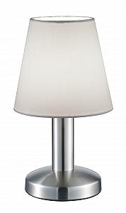 Настільна лампа Trio Leuchten Mats II 599700101 Метал Матовий нікель Тканинний абажур Білий E14 Touch - Фото 1