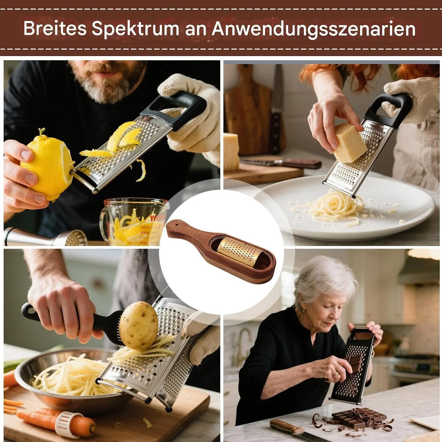 Терка Кухонна ручна Kitchen Aid для приготування їжі, випічки, картоплі, шоколаду, фото №4