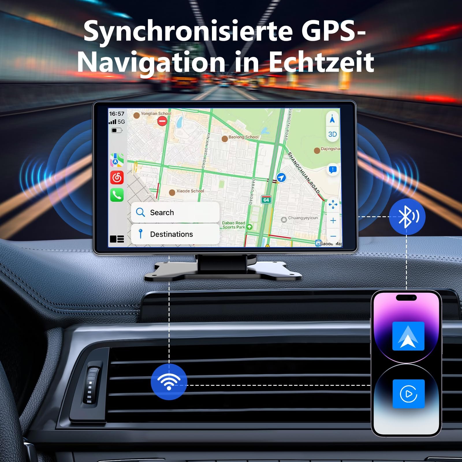 Дисплей Carplay CIRYASR 7 дюймов, беспроводной, автомобильная магнитола 2025, обновленная, портативный автомобильный мультимедийный плеер с Apple CarPlay и Android Car, камера заднего вида IP67, GPS-навигация, фото №8