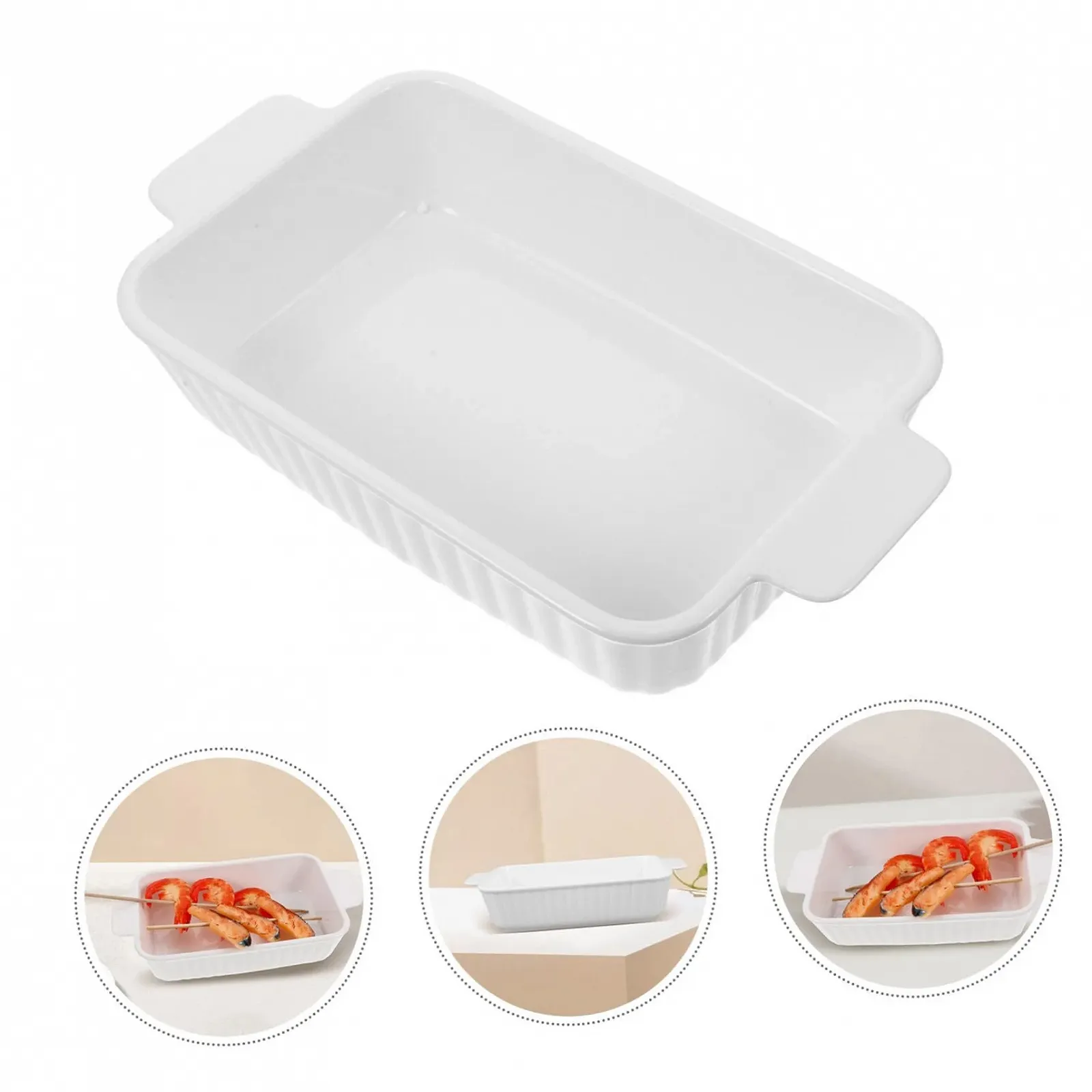 Форма для запекания Cabilock керамическая прямоугольная малая с двумя ручками термостойкая, фото №9