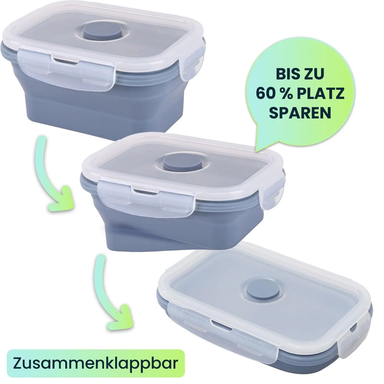 Набір силіконових контейнерів для їжі ideoon 4 шт. складні BPA-Free, фото №3