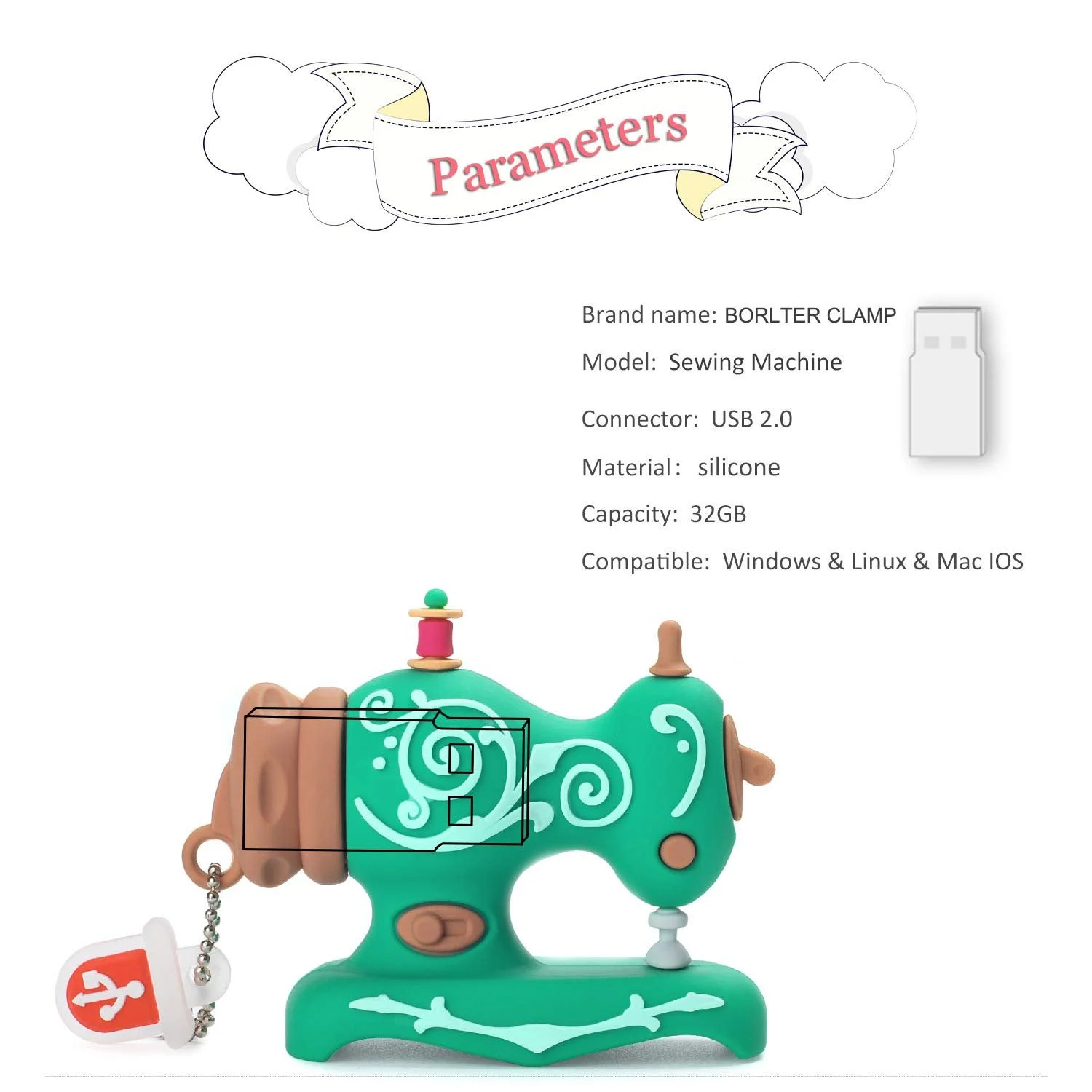 USB-накопичувач 32GB Sewing Machine Green, фото №5 USB-накопичувач 32GB Sewing Machine Green, фото №5