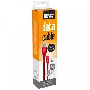 Дата кабель USB 2.0 AM to Lightning 2.0m red ColorWay (CW-CBUL007-RD) - Фото 1