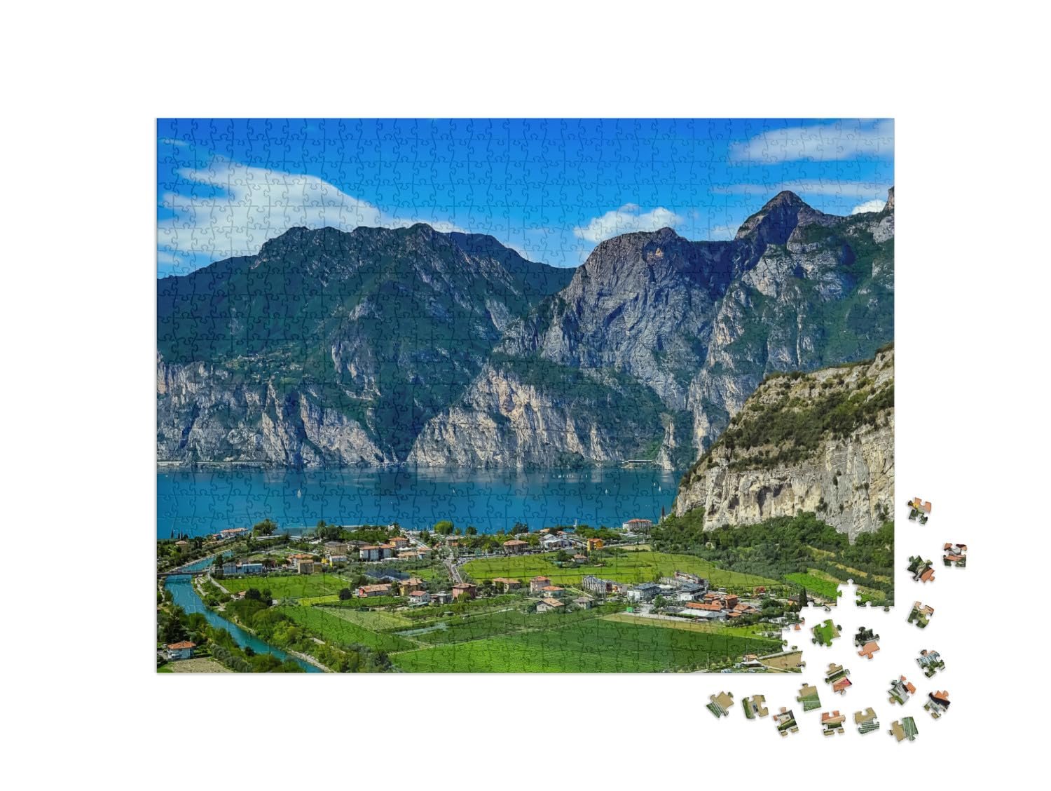 Пазл puzzleYOU Lakes Garda Rivers & Lakes Впечатляющая горная панорама на озере Гарда, Италия 1000 элементов, фото №2
