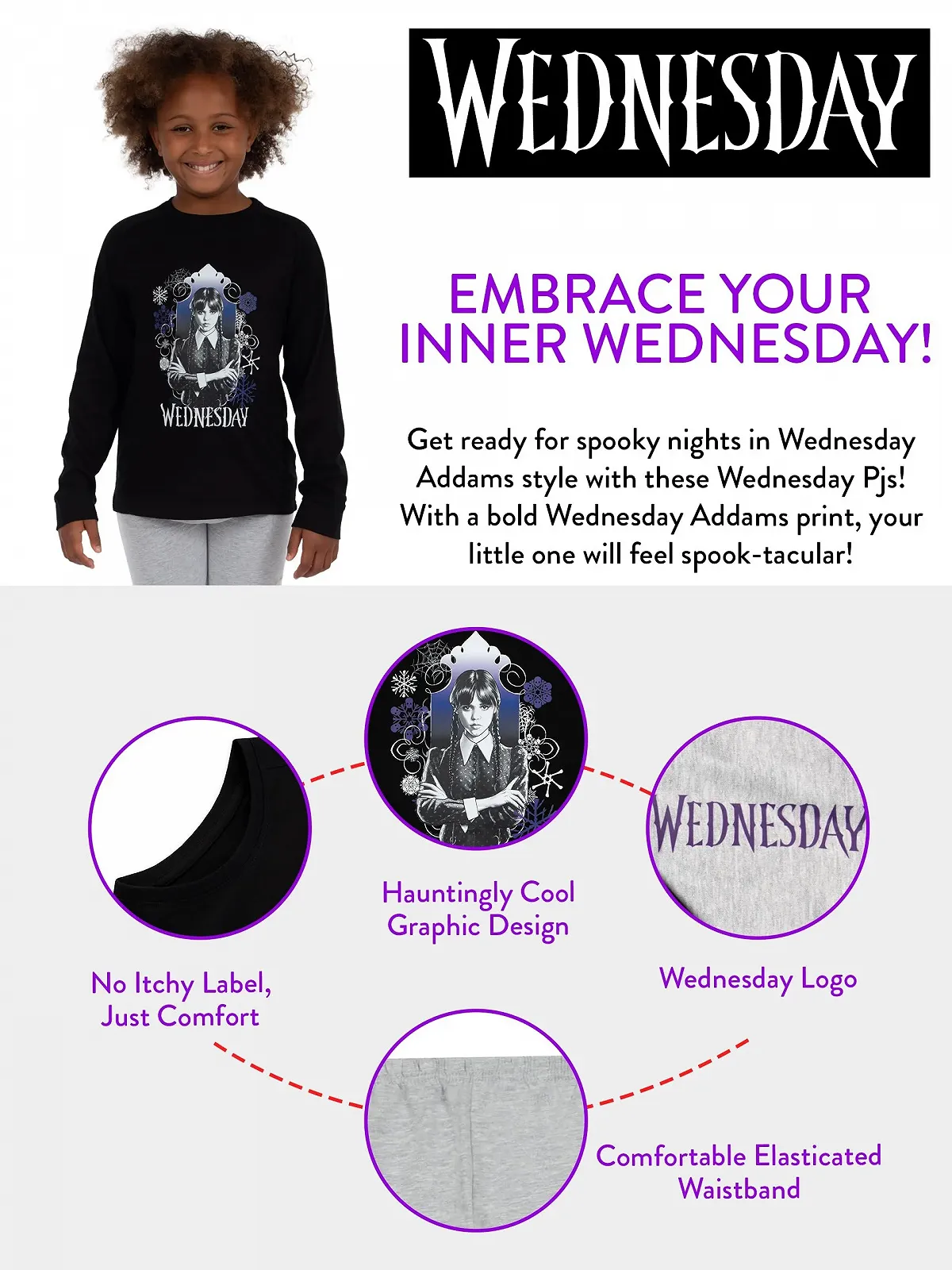 Пижама для девочек Wednesday, фото №6 Пижама для девочек Wednesday, фото №6