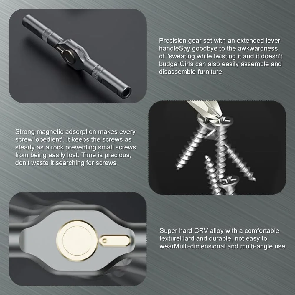 Набір магнітних викруток 42-в-1 з тріскачкою 40 біт Чорний, фото №3