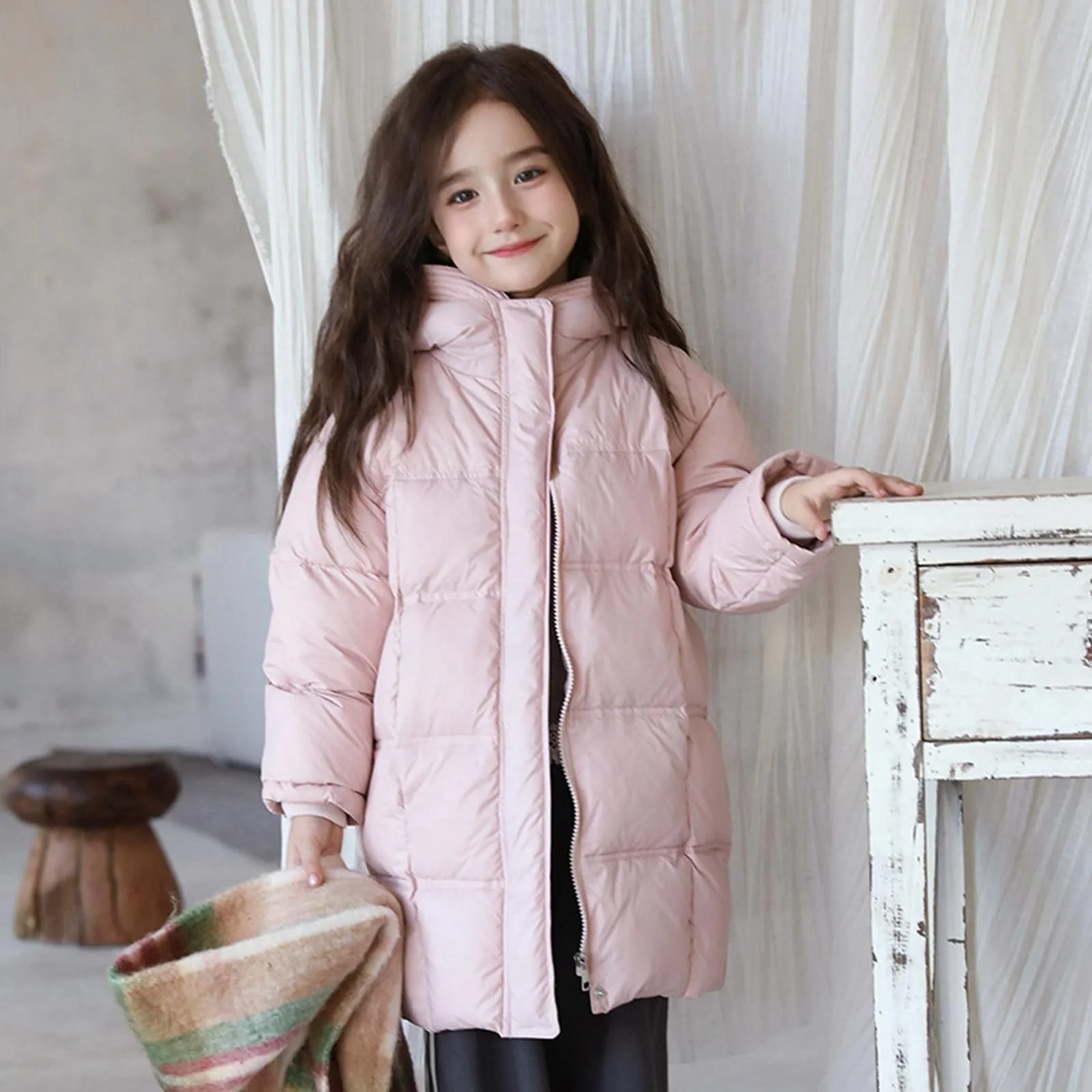 Зимняя куртка для девочек и мальчиков, повседневная стеганая куртка, толстая хлопковая куртка, однотонное зимнее пальто, ветрозащитная стеганая куртка, уличная куртка, пальто, фото №3 Зимняя куртка для девочек и мальчиков, повседневная стеганая куртка, толстая хлопковая куртка, однотонное зимнее пальто, ветрозащитная стеганая куртка, уличная куртка, пальто, фото №3