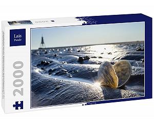 Пазл Lais Sand piste in the Wadden Sea in Cuxhaven with the ball beacon, a historical aid at the northernmost point of Lower Saxony, in the background 2000 элементов - Фото 1