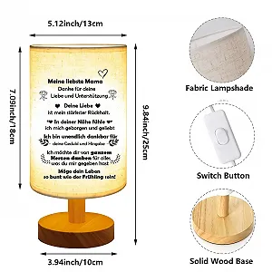 Настільна лампа Bedside Lamp with Saying Oak Base E27 60W Cotton Shade - Фото 1