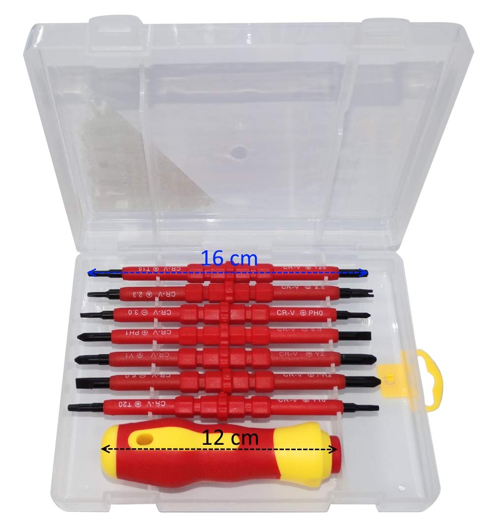 Отвёртка AERZETIX C41158 с 7 изолированными битами Double Flat Phillips Torx Tri-Wing, фото №2