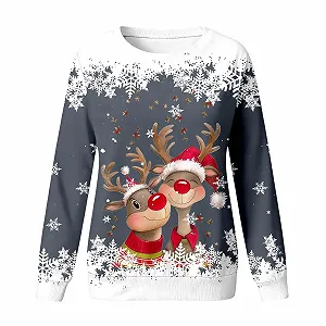 Свитшот для девочек с круглым вырезом, мультяшная голова оленя, длинный рукав (2 года, 14 лет) synthetic.ua - Фото 1