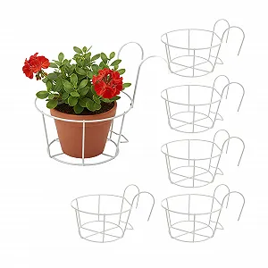 Підвісні квіткові горщики Relaxdays залізні білі 21 x 20 x 26 см 6 шт. - Фото 1