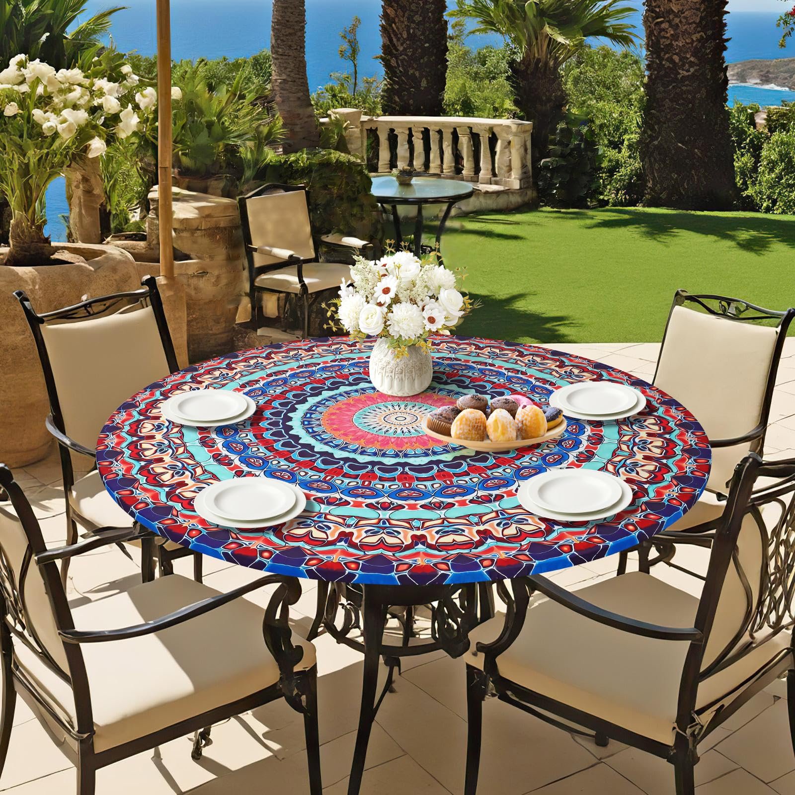 Скатертина Outdoor Elastic Round Garden (для столу 90–110 см), фото №5