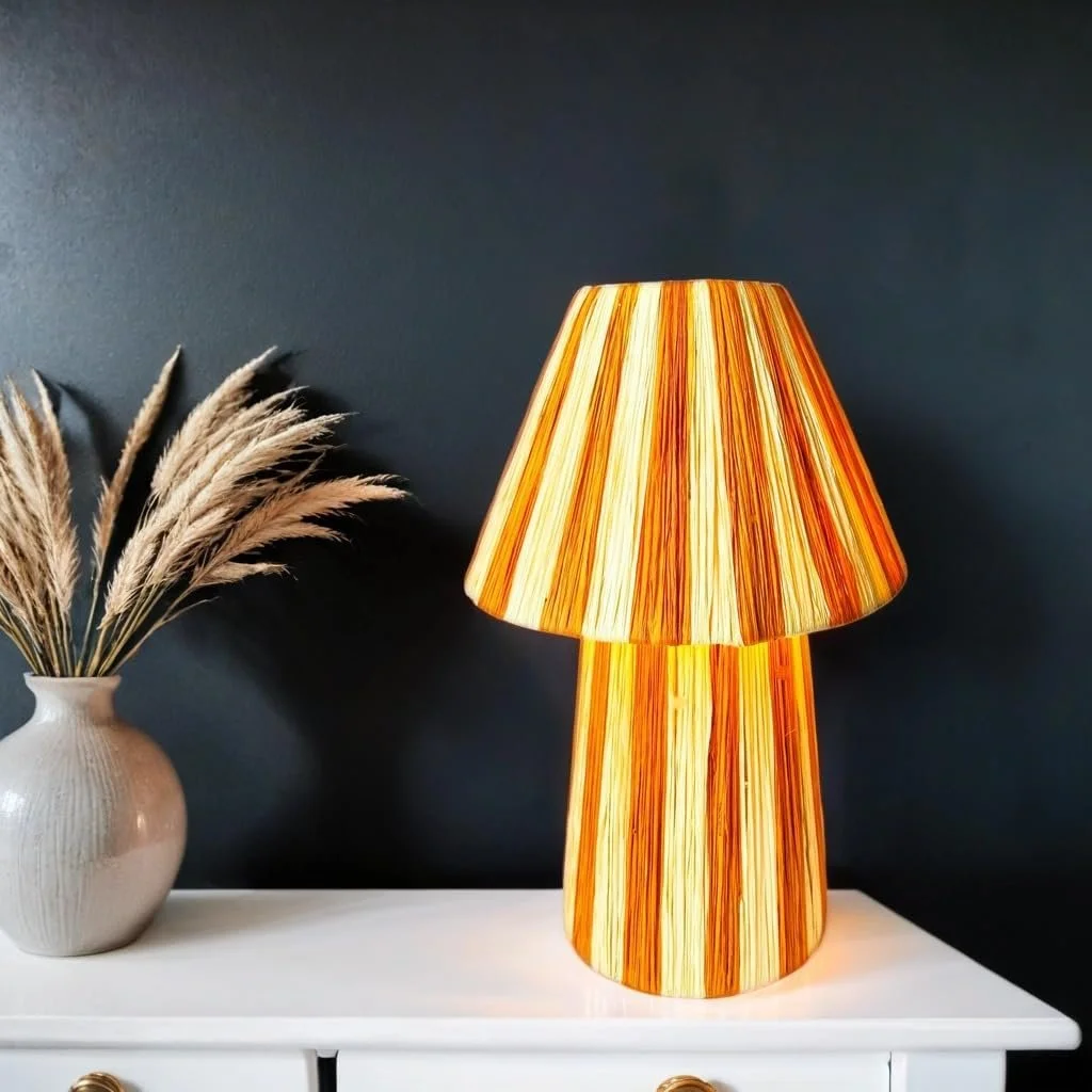 Настільна лампа Morjan Marrakech 40 см рафія бохо цоколь E27 Бежево-помаранчева, фото №3