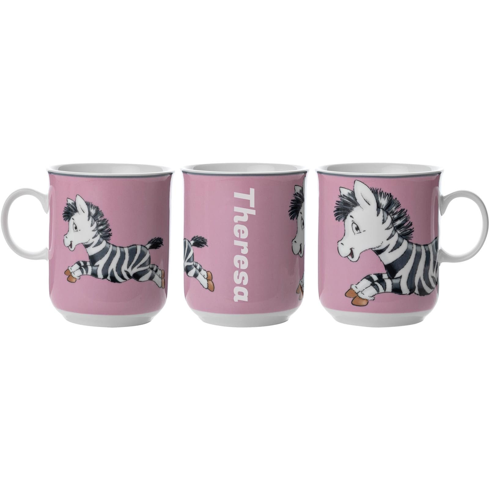 Дитяча кружка Zebra з гравіюванням 270 мл, дитяча кружка з барвистим мотивом Happy Zoo, фото №1