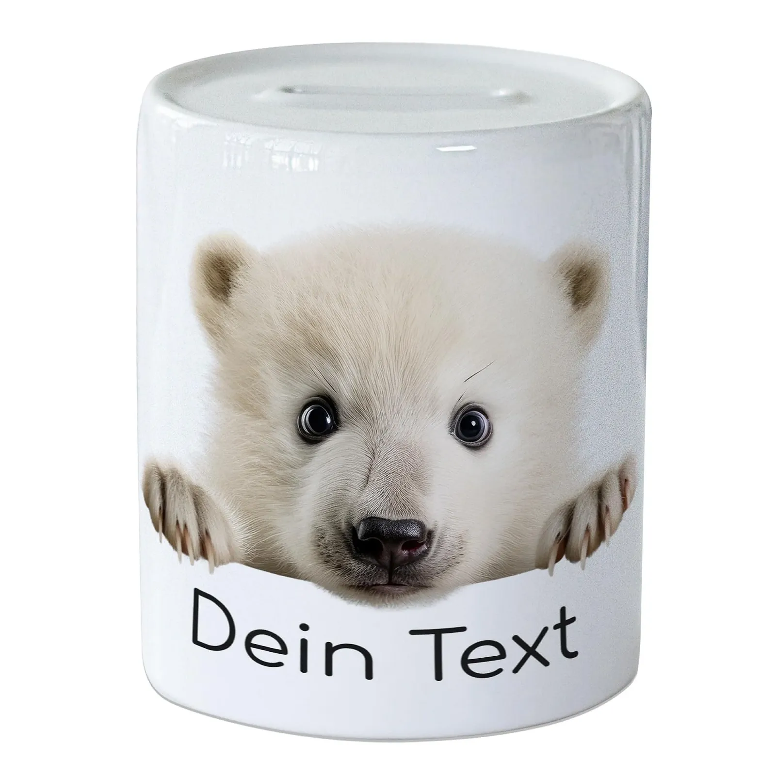 Скарбничка GRAZDesign Дитинча полярного ведмедя Персоналізована з ім'ям Кераміка, фото №1