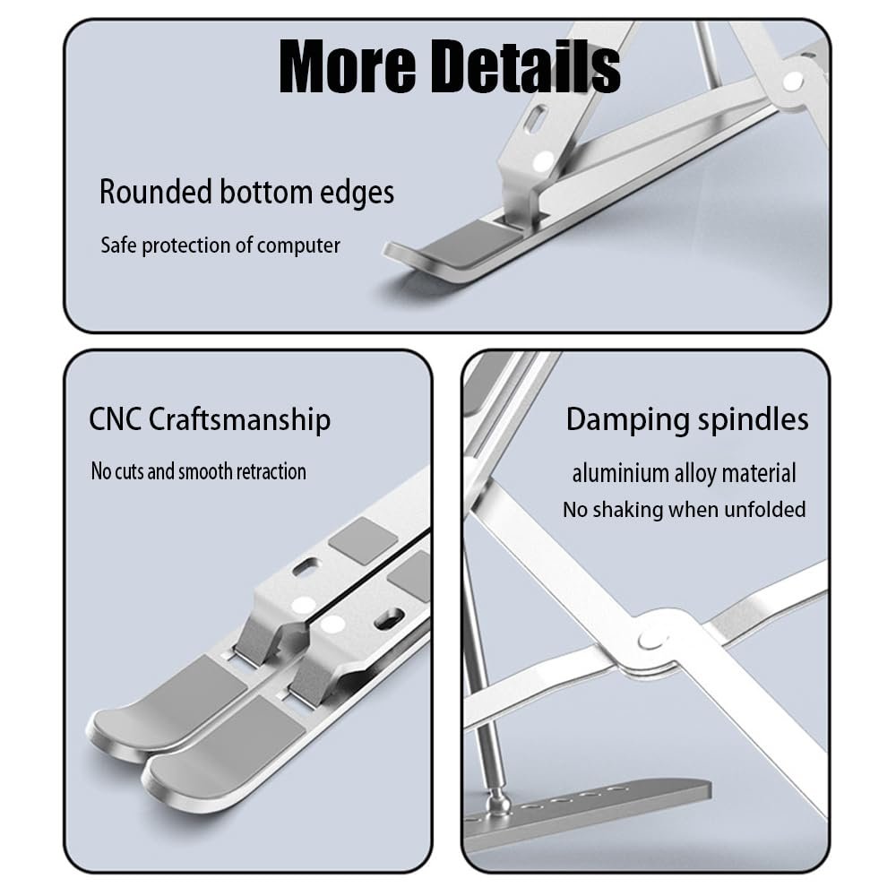 Підставка для ноутбука складана алюмінієва з вентилятором, регульована по висоті, для ноутбуків 12-17 дюймів, фото №3