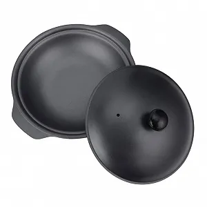 Кастрюля-жаровня VICASKY чугунная с крышкой термостойкая черная - Фото 1