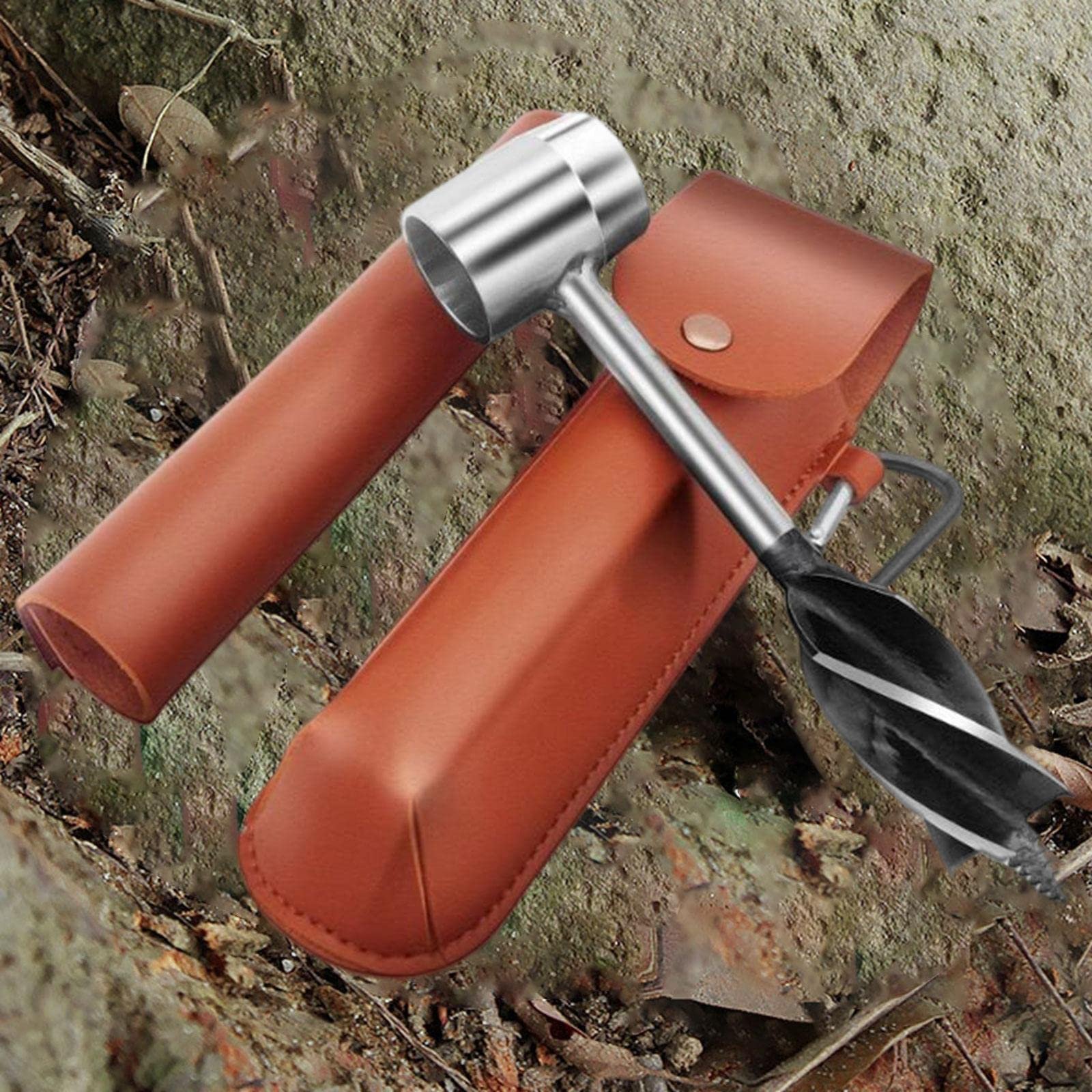 Ручний бур Bushcraft Stanzer гвинтовий для кемпінгу, коричневий, фото №3