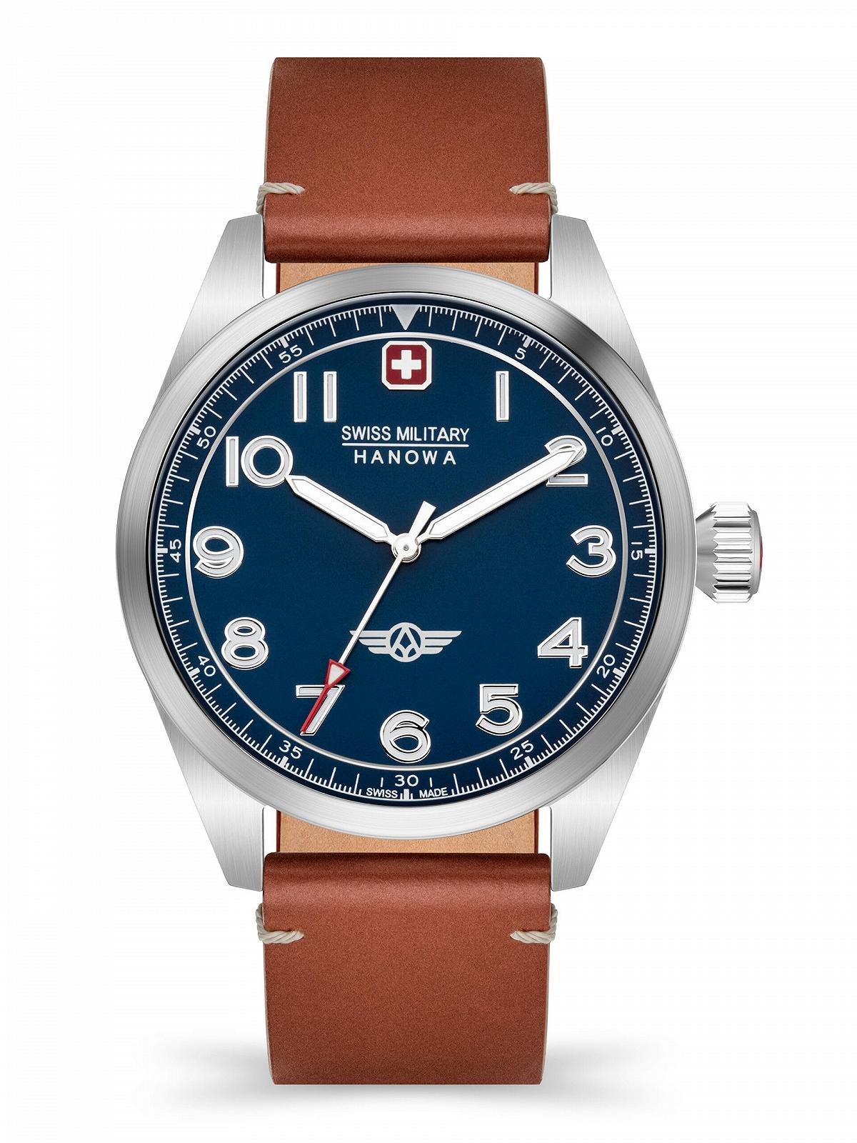 Часы Swiss Military Hanowa SMWGA2100402 Мужские Аналоговые Кварцевые с кожаным ремешком синий, фото №1