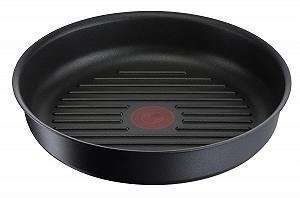 Сковорода-гриль Tefal Ingenio 26 см, індукційна, з антипригарним покриттям, литий алюміній, штабельована, Eco Resist L8584004, чорна - Фото 1