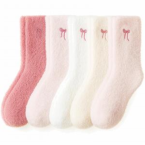Термоноски Женские Разноцветные (Белый, Бежевый, Розовый, Светло-розовый, Темно-розовый), 5 пар, Мягкие, Теплые, Удобные и Прочные - Фото 1