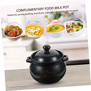 Кастрюля для тушения Abaodam Керамическая Термостойкая Черная synthetic.ua - Фото 1