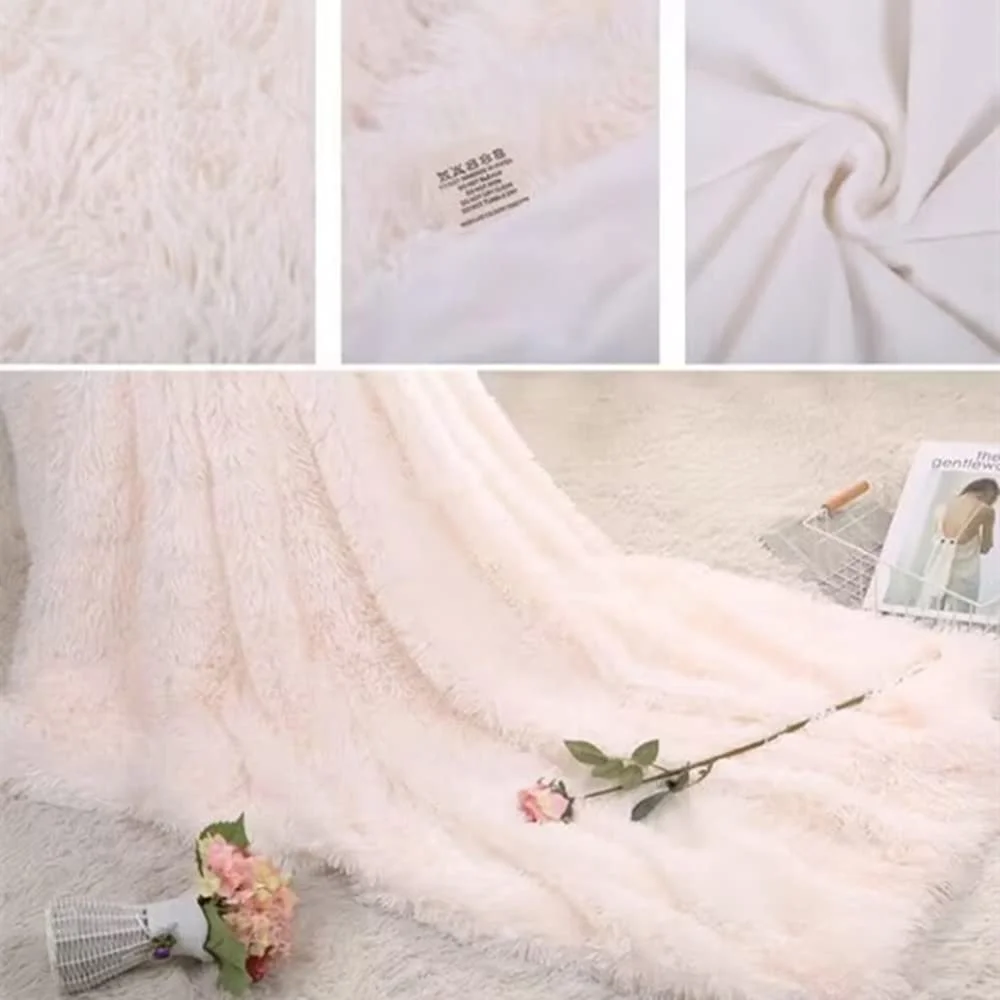 Покривало TIDWIACE Пухнаста Білий кремовий 200 x 220 см, фото №4