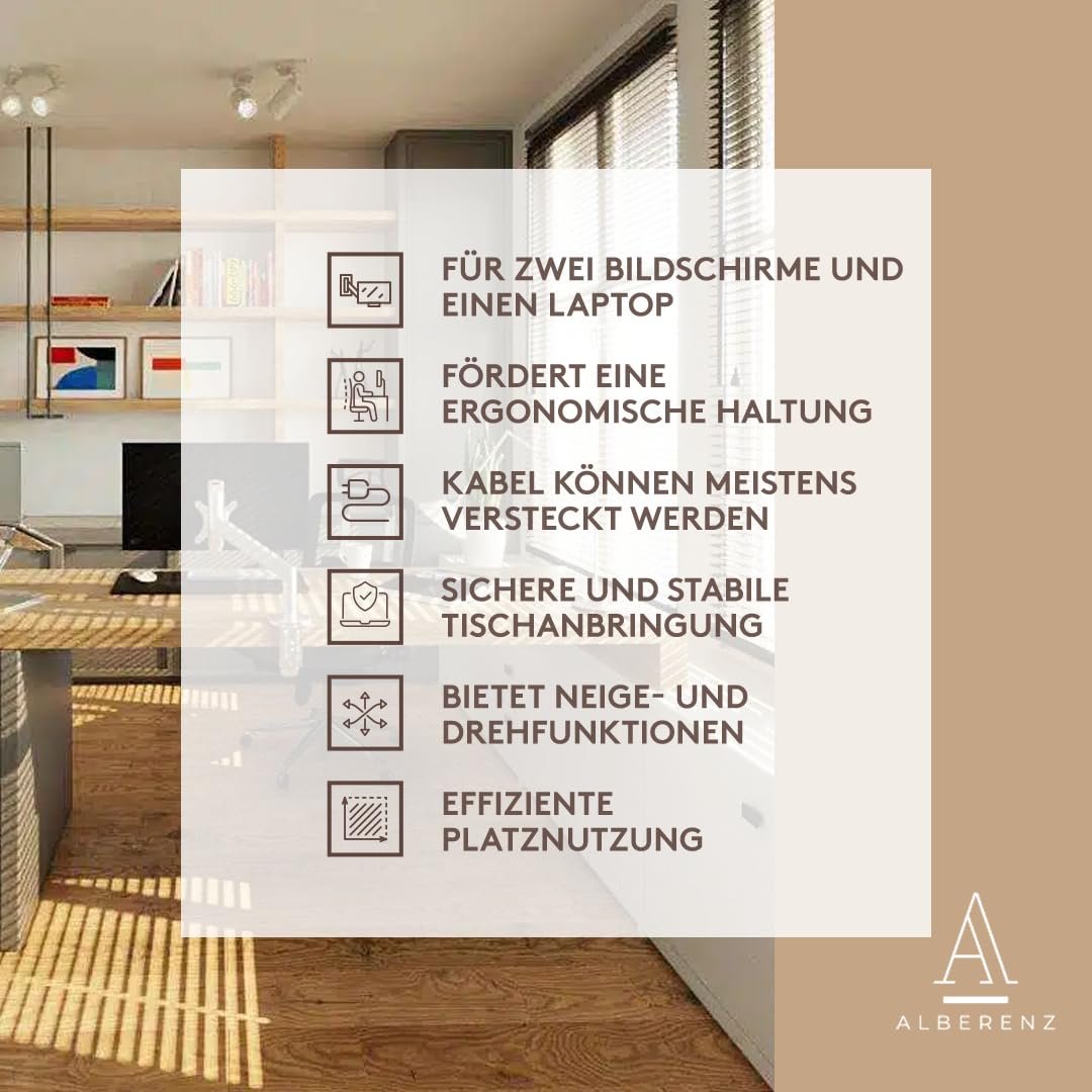 Підставка для ноутбука та двох моніторів 3-в-1 Alberenz Регульована для екранів 12-17 дюймів для ноутбуків і 17-32 дюймів для моніторів, фото №5