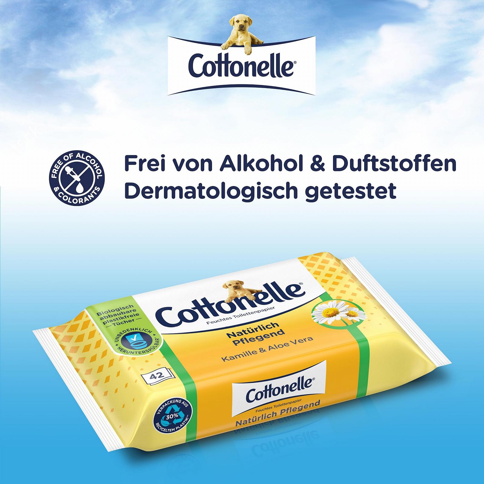 Серветки вологі Cottonelle Naturally Nourishing Ромашка та Алое Вера, 12 x 42 шт, фото №4