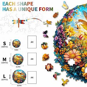 Пазл дерев'яний Dragonfly and Flowers 267 елементів 34 x 34 см synthetic.ua - Фото 1