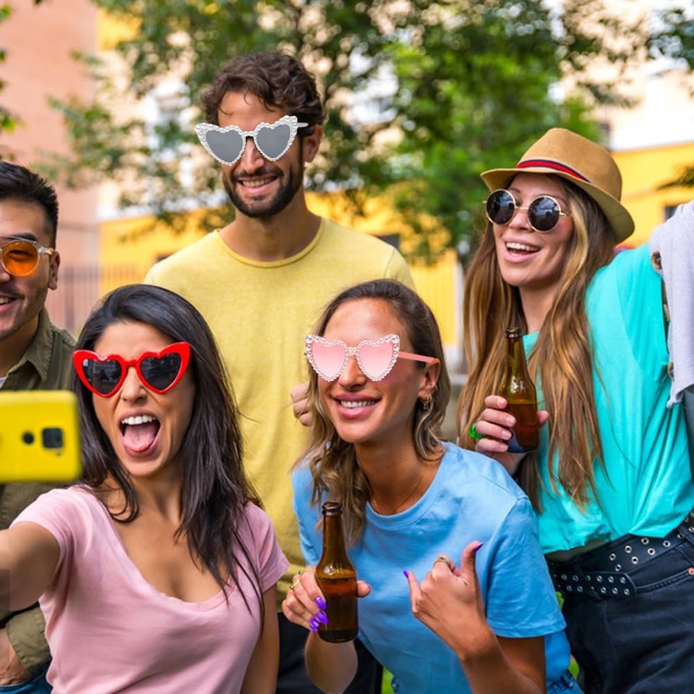 Сонцезахисні Окуляри Серцеподібні MKKZLPN Білі/рожеві (2 шт), фото №4