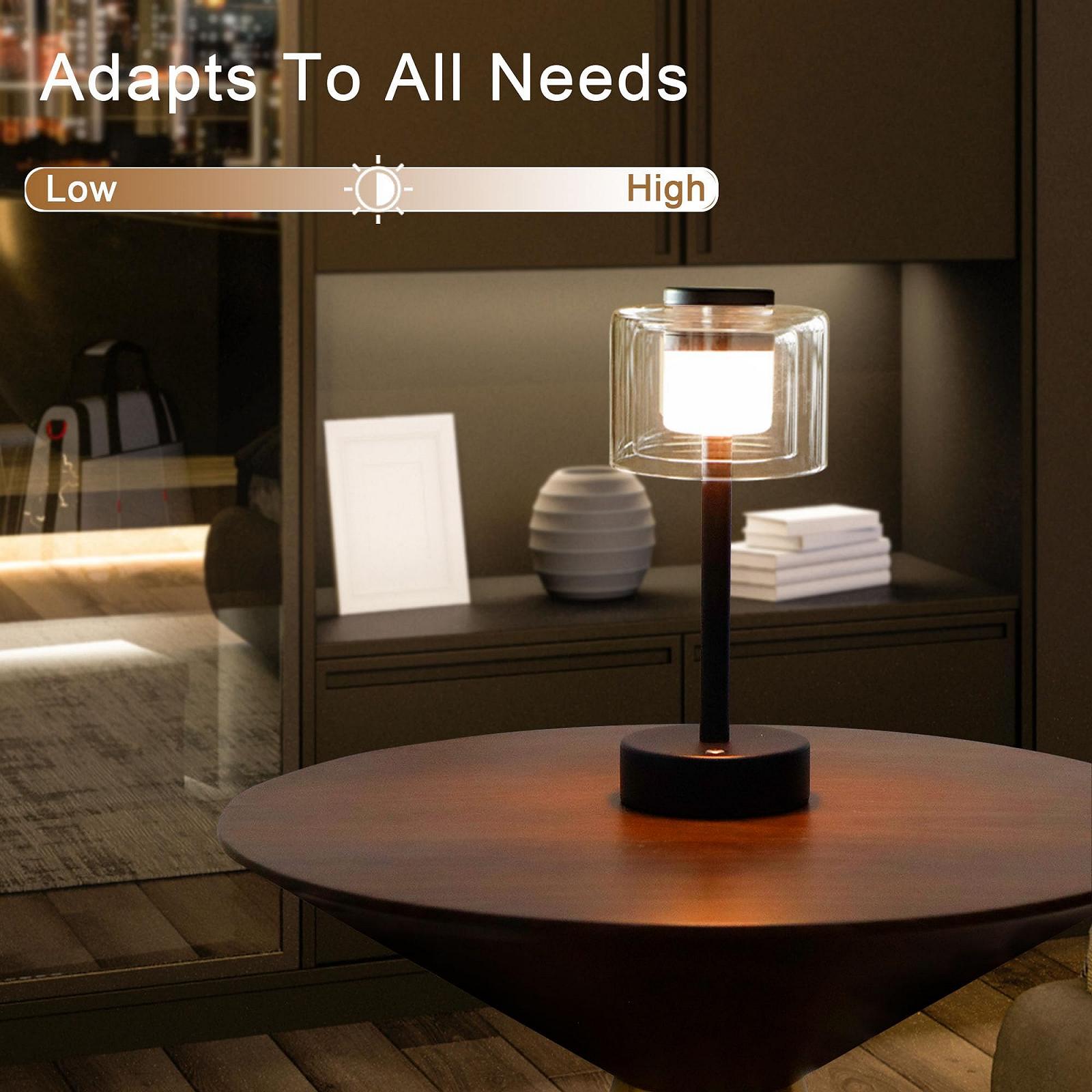 Настільна лампа JHY DESIGN Металева на батарейках з лампочкою 22 см, фото №5