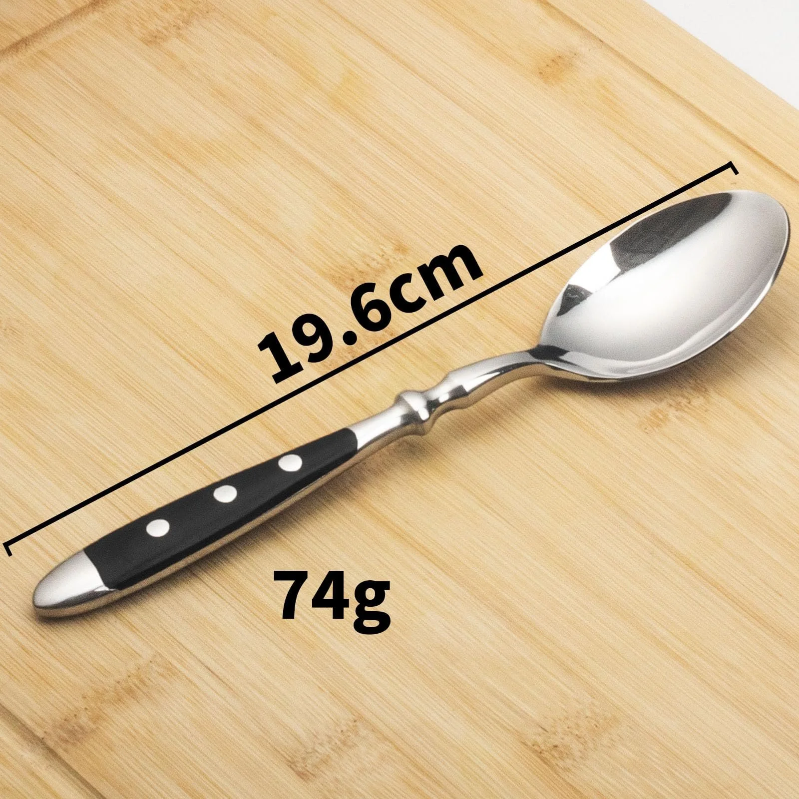 Ложка для супу Alata, набір 6 шт., нержавіюча сталь, чорні ручки, полірована, серія Berlin, фото №3